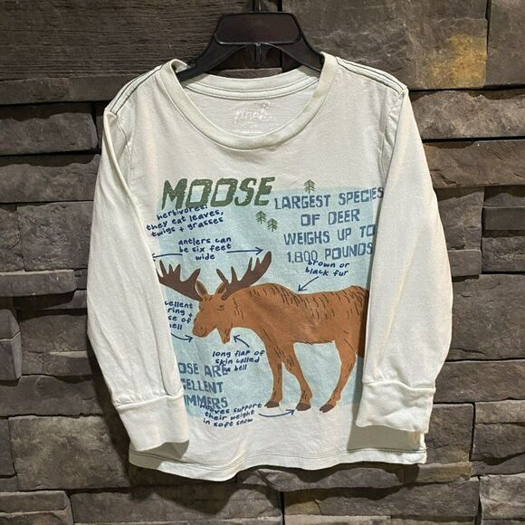 Peek Kids Long Sleeve Light Blue Graphic T Shirt Support Your Local‎ Moose 4/5 - Picture 2 of 4